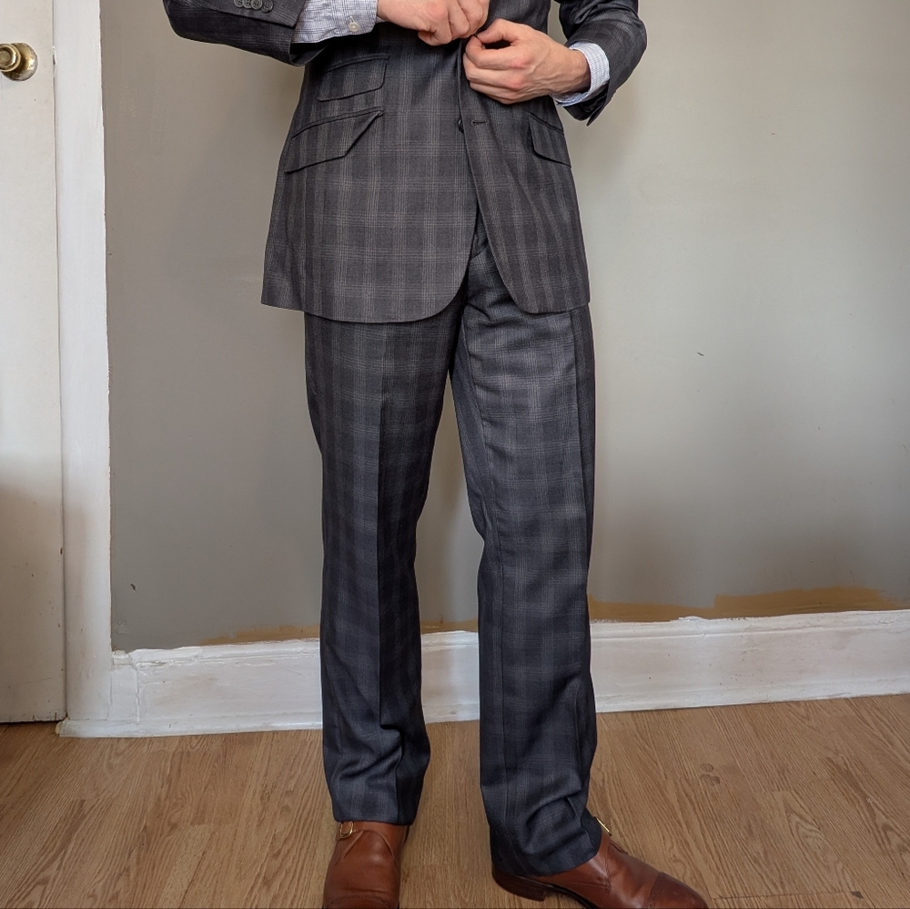 Pronto Uomo Charcoal Checkered Suit